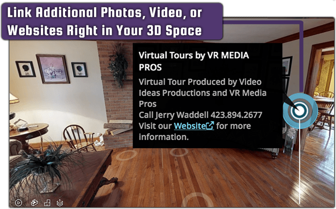 3D 360 VR TOUR display youtube videos photos links and more for VR media pros, great for realestate..